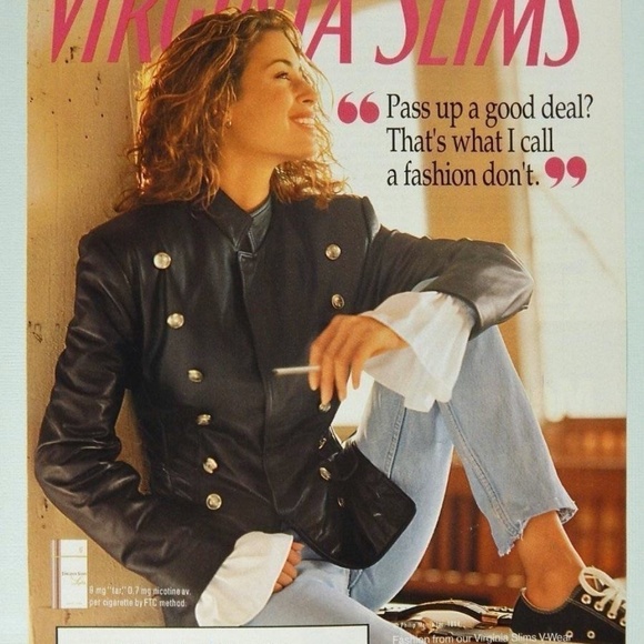 Vintage Virginia Slims Leather Double-Buttoned Cadet Jacket Size Medium - Picture 1 of 7